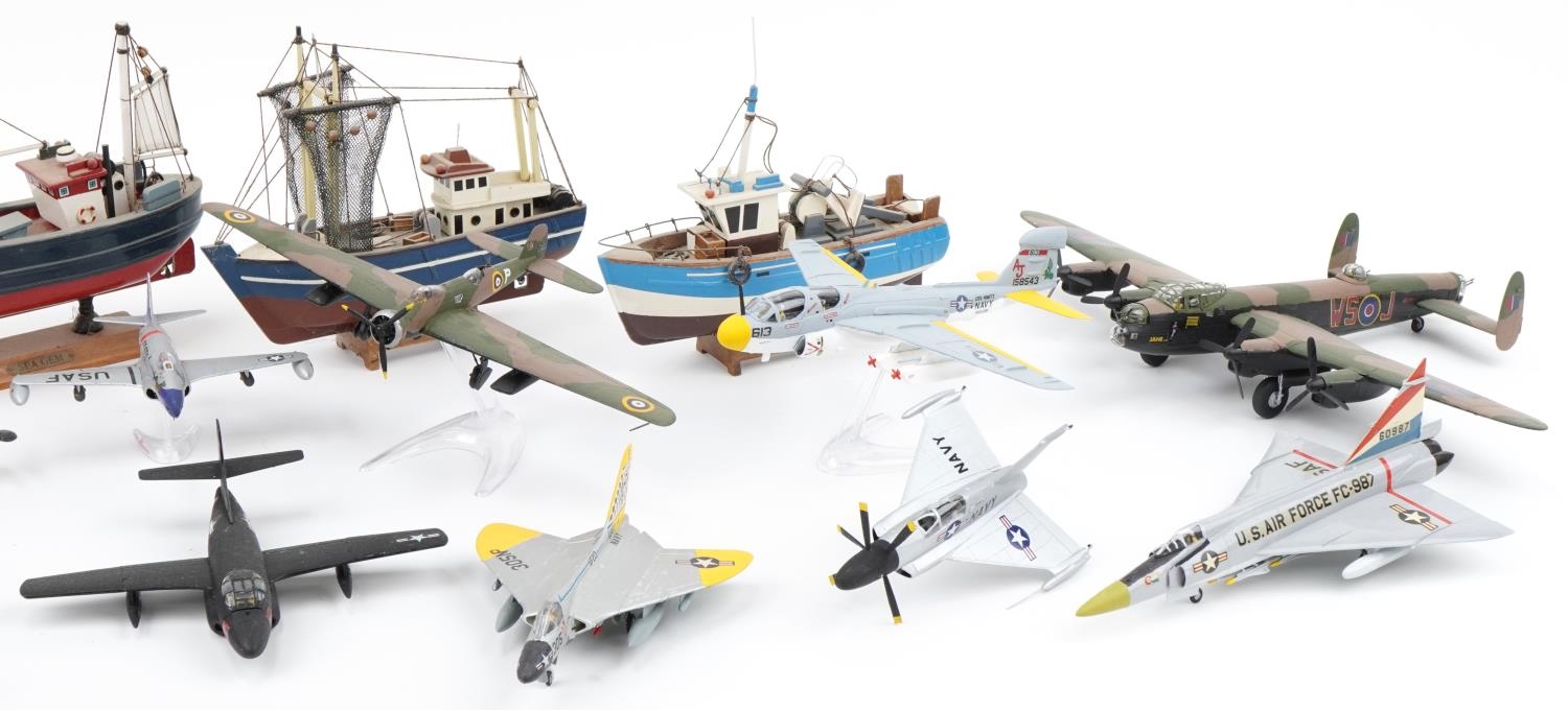 Collection of scratch built model military aircraft and model boats - Image 3 of 3