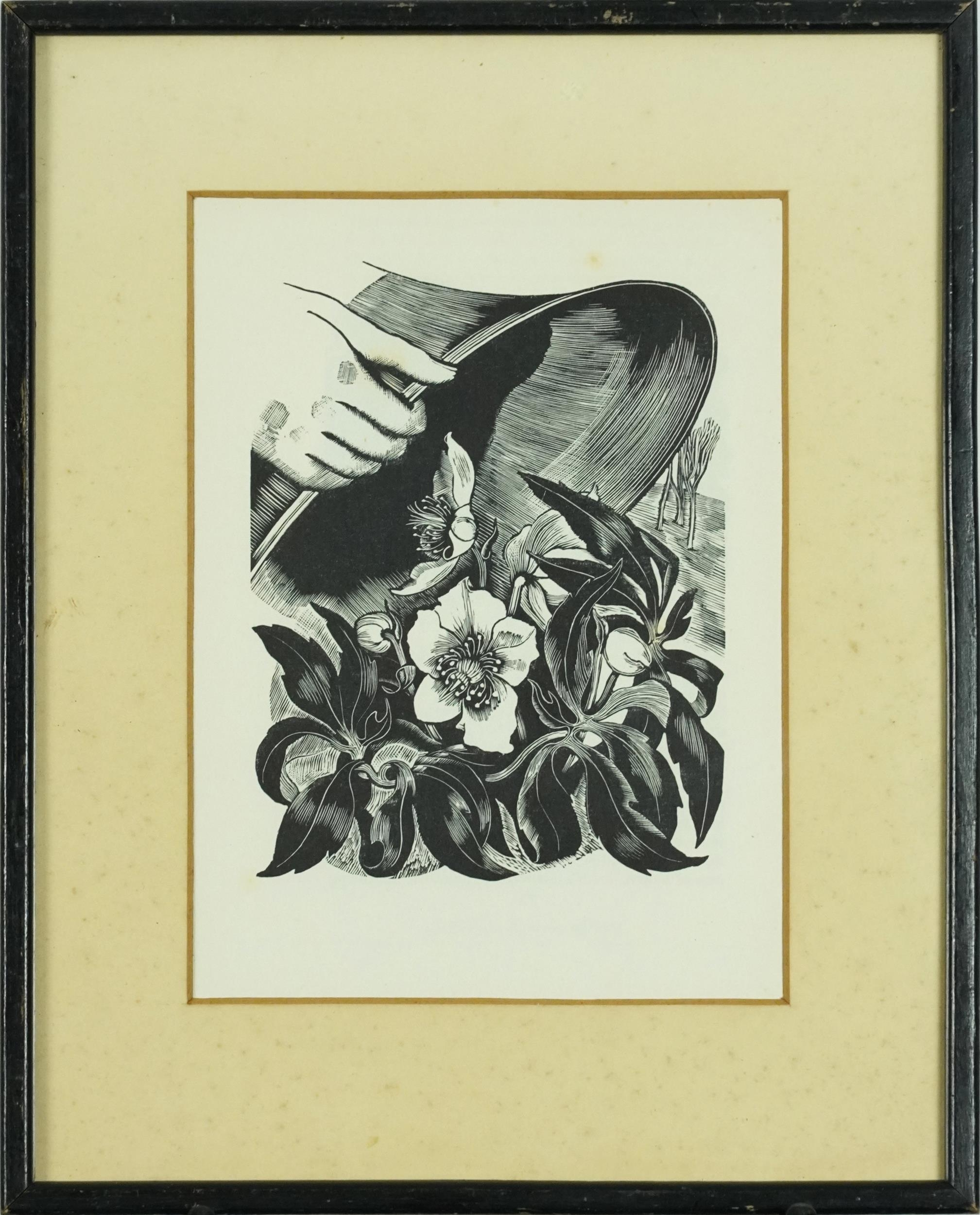 John Nash - Flowers and faces, wood engraving inscribed The Golden Cockerel Press Prospectus 1935 - Image 2 of 4