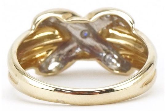 9ct gold diamond crossover ring, size M, 2.3g - Image 2 of 4