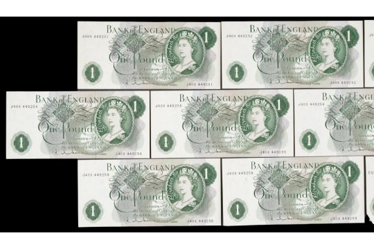 Nine Bank of England one pound banknotes with consecutive numbers, Chief Cashier Jasper Hollman - Bild 2 aus 6