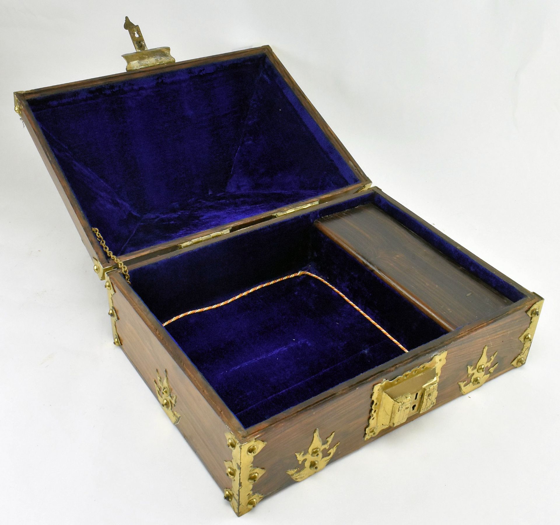 SOUTH INDIAN ROSEWOOD & GILDED METAL DOWRY BOX - Image 4 of 6