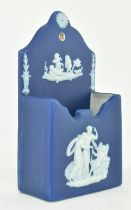 WEDGWOOD DARK BLUE JASPERWARE WALL POCKET