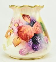 ROYAL WORCESTER - M. MILLER - FINE CHINA GILT FRILL RIM POT VASE