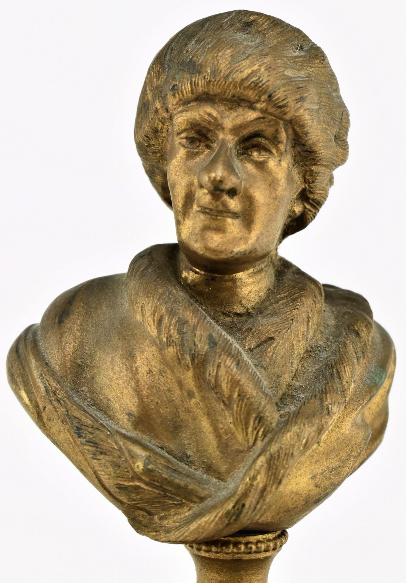 19H CENTURY FRENCH BRONZE BUST OF ROUSSEAU - Image 5 of 5