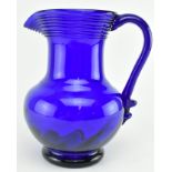 19TH CENTURY COBALT BLUE GLASS WATER JUG