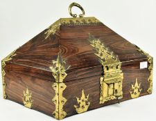 SOUTH INDIAN ROSEWOOD & GILDED METAL DOWRY BOX