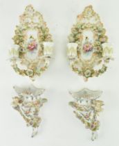 GROUP OF FOUR 19TH CENTURY GERMAN PORCELAIN SCONCES & POCKETS