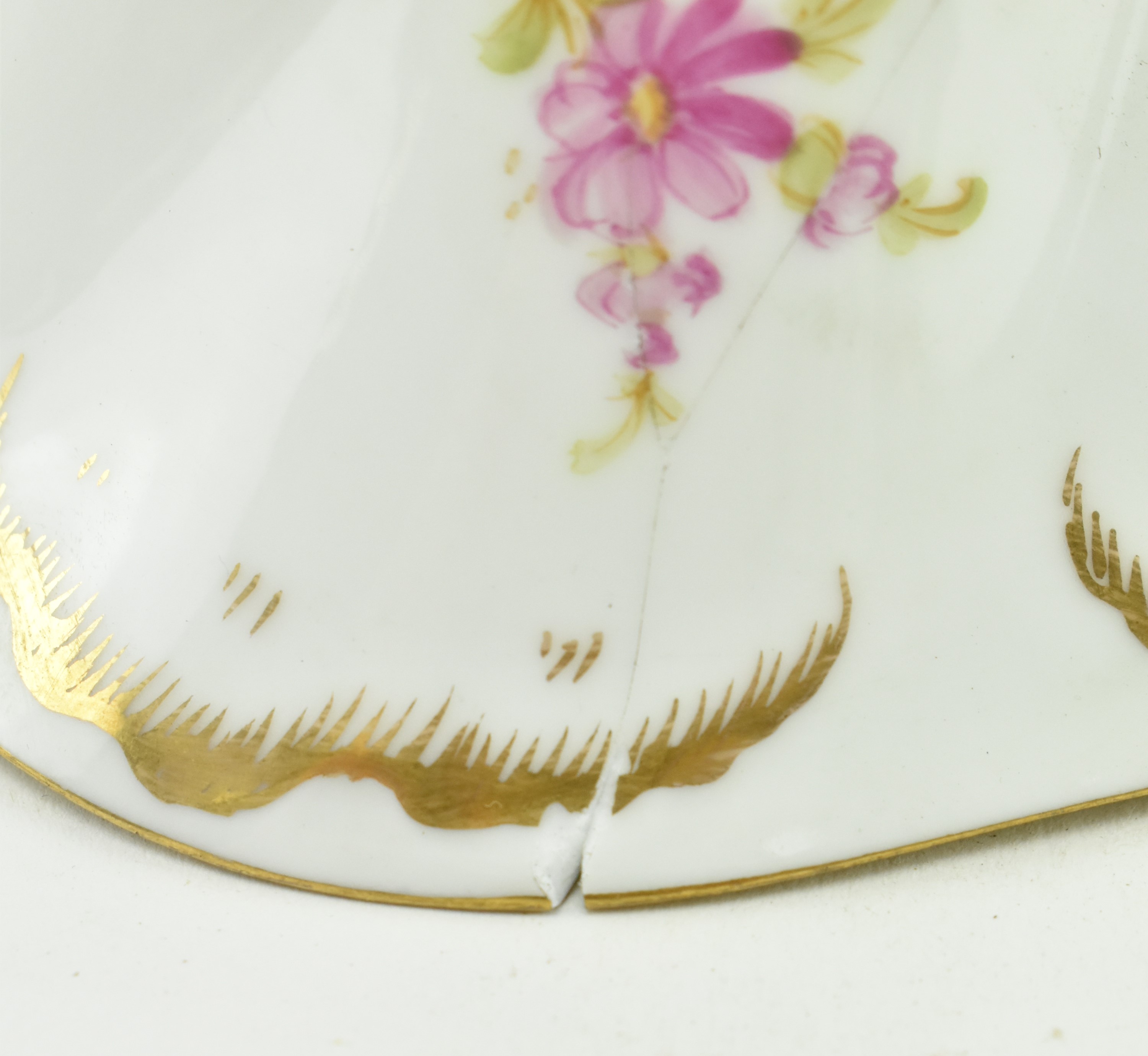 SIX DRESDEN HAND PAINTED CHINA RIBBON EDGE CUPS AND SAUCERS - Image 8 of 8