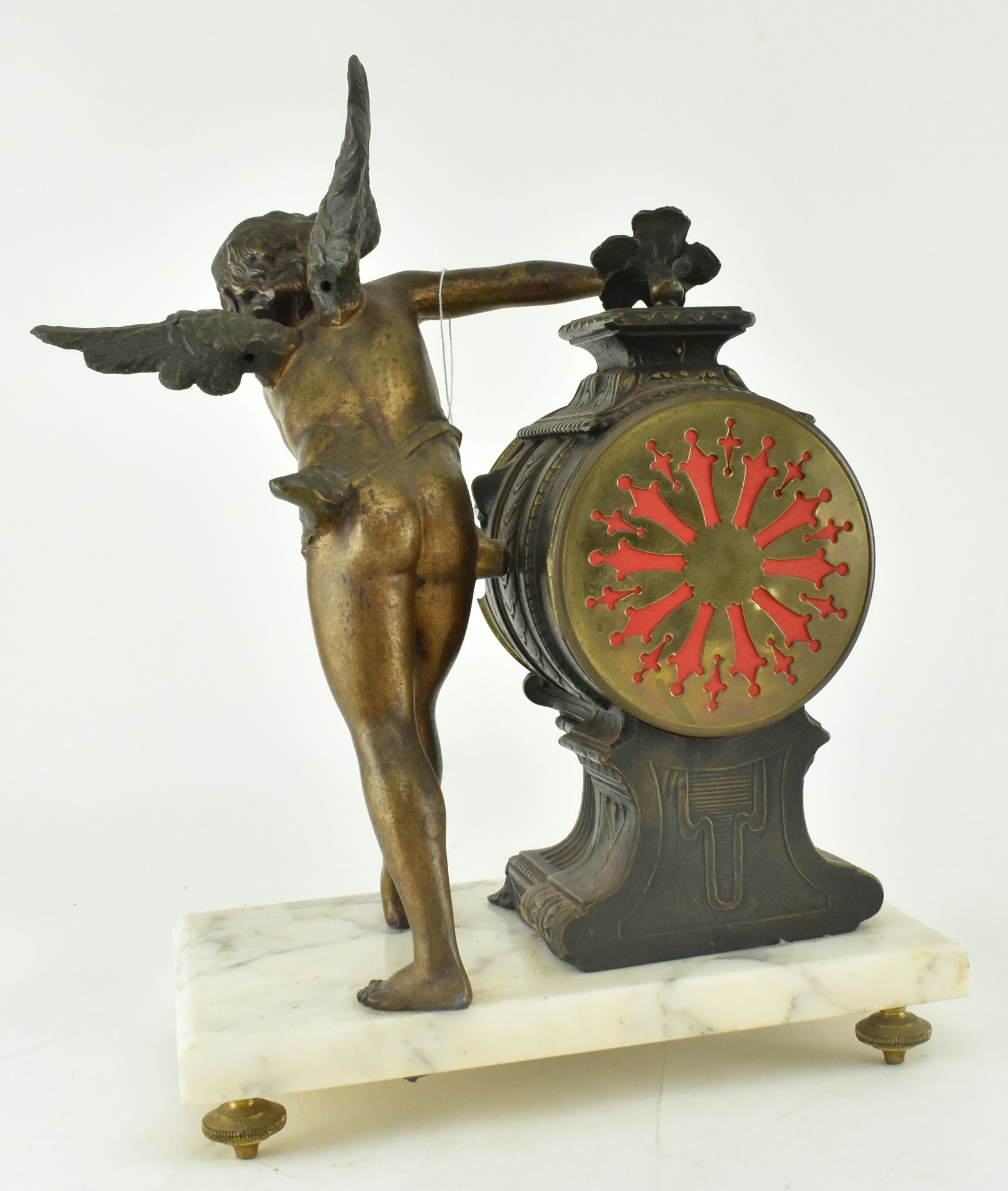 EARLY 20TH CENTURY FRENCH MARBLE AND SPELTER CLOCK - Image 8 of 10