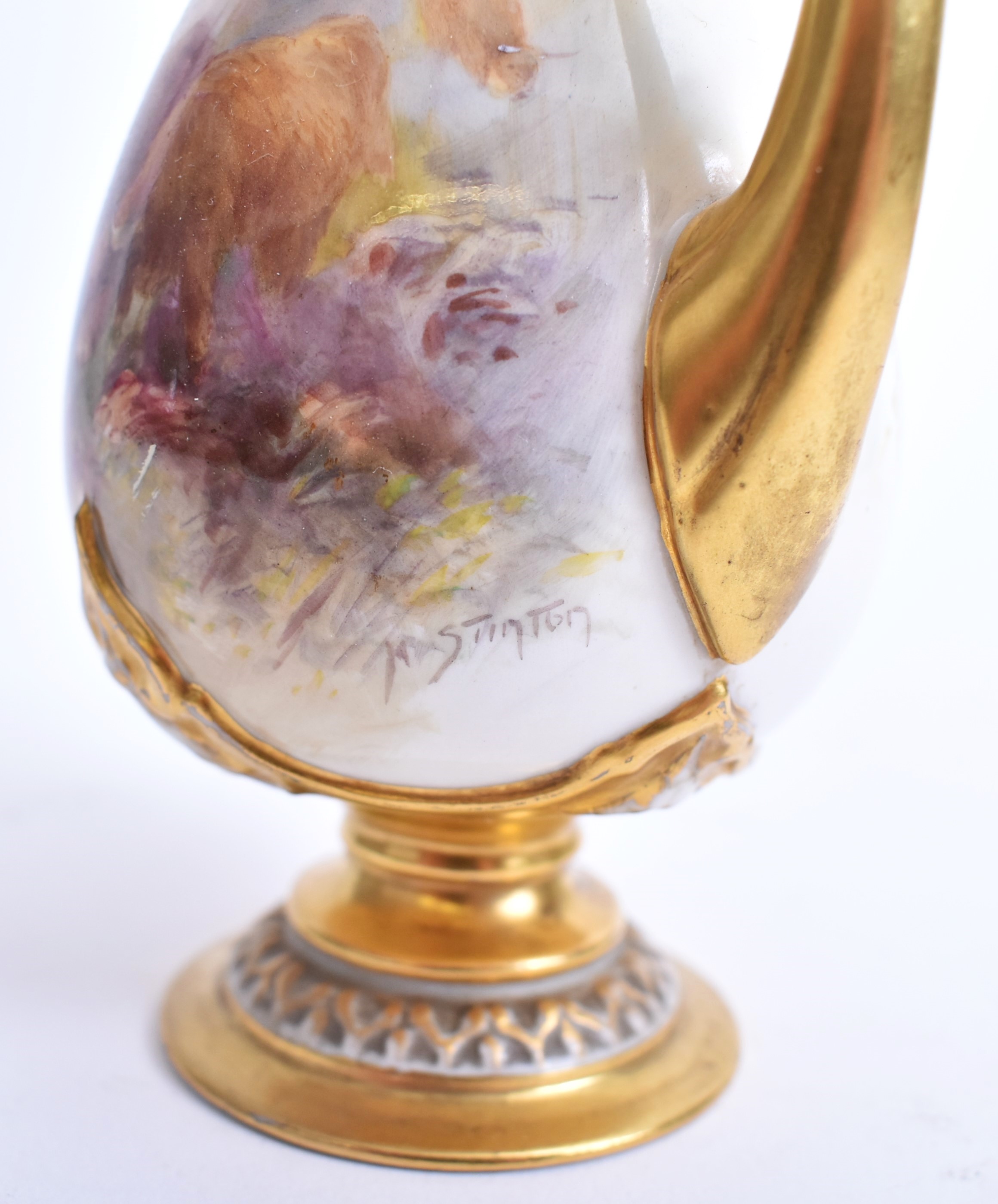 LATE VICTORIAN C1873 ROYAL WORCESTER M. STINTON CHINA VASE - Image 6 of 7