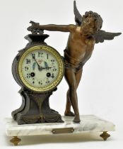 EARLY 20TH CENTURY FRENCH MARBLE AND SPELTER CLOCK