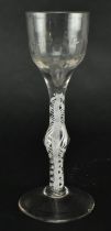 18TH CENTURY RIB MOULDED TWIN TWIST DRINKING WINE GLASS