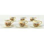 ROYAL WORCESTER - J. STINTON - SET OF 6 DEMITASSE CUPS & SAUCERS