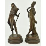 PAIR OF 19TH CENTURY BRONZED SPELTER OF COUPLE COURTING
