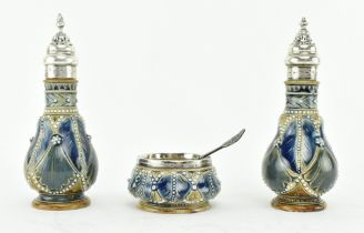 DOULTON LAMBETH - VICTORIAN 1876 CERAMIC STONEWARE CRUET SET