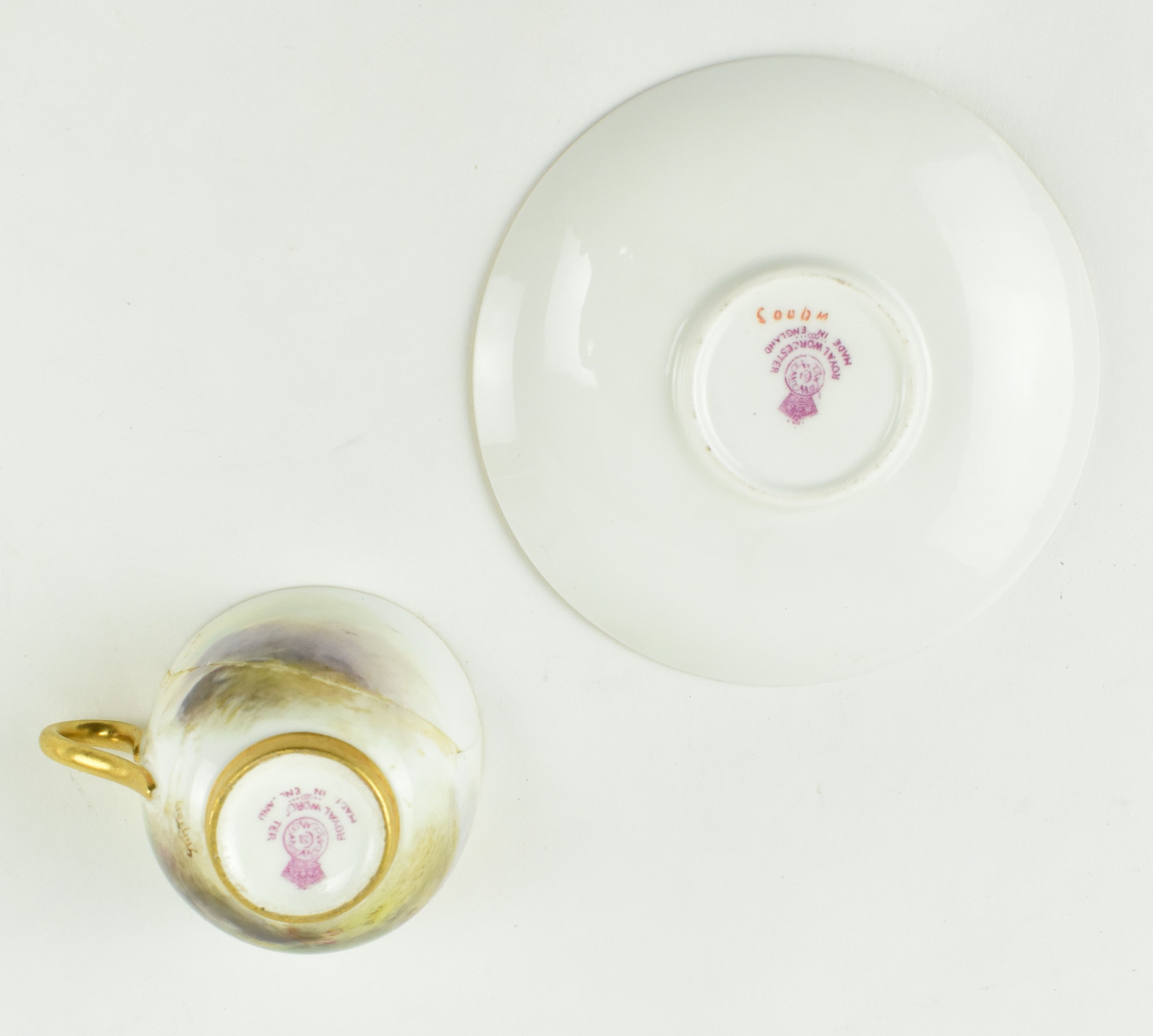 ROYAL WORCESTER - J. STINTON - SET OF 6 DEMITASSE CUPS & SAUCERS - Image 6 of 9