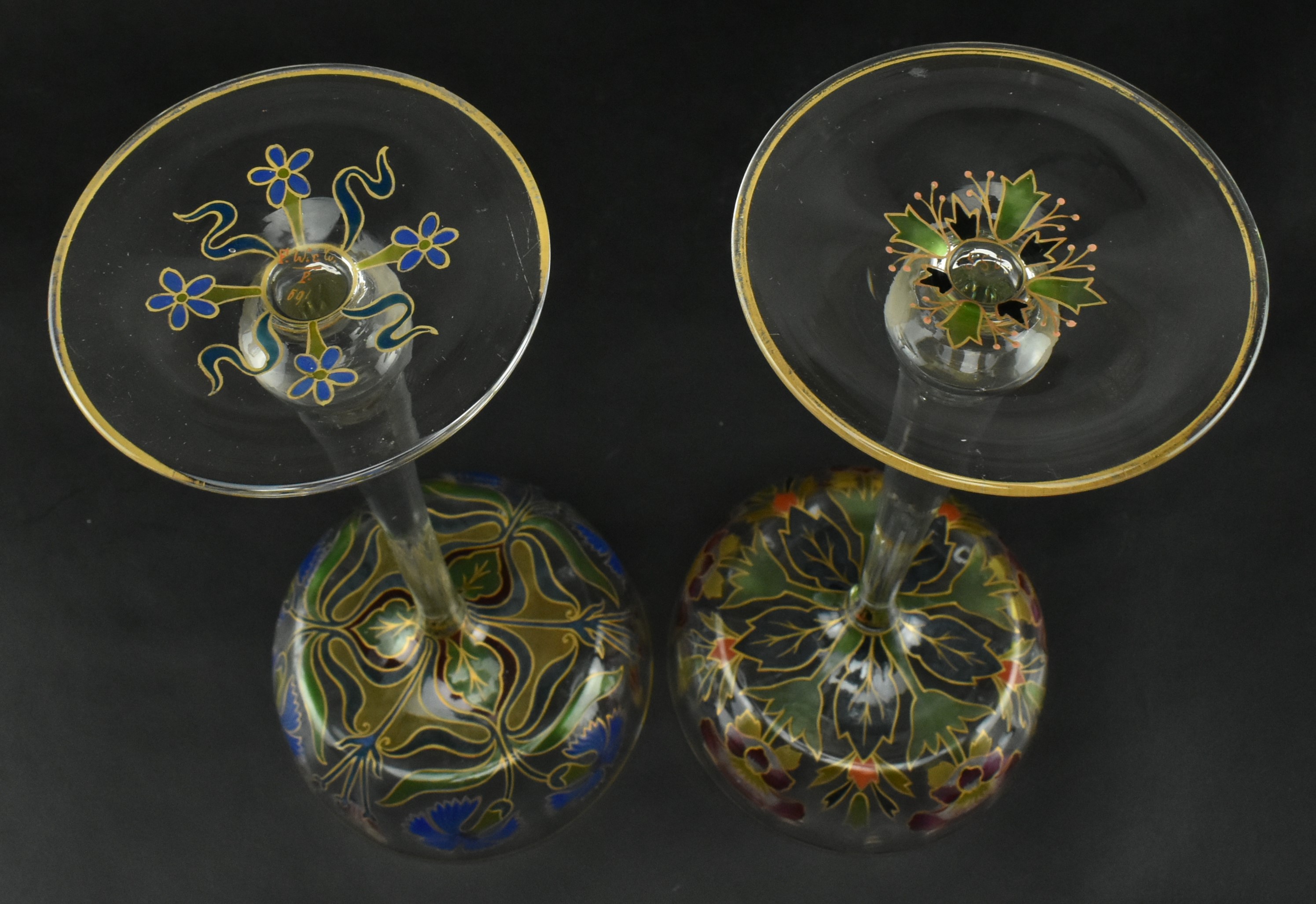 THERESIENTHAL - SIX ART NOUVEAU CRYSTAL CHAMPAGNE GLASSES - Image 7 of 8