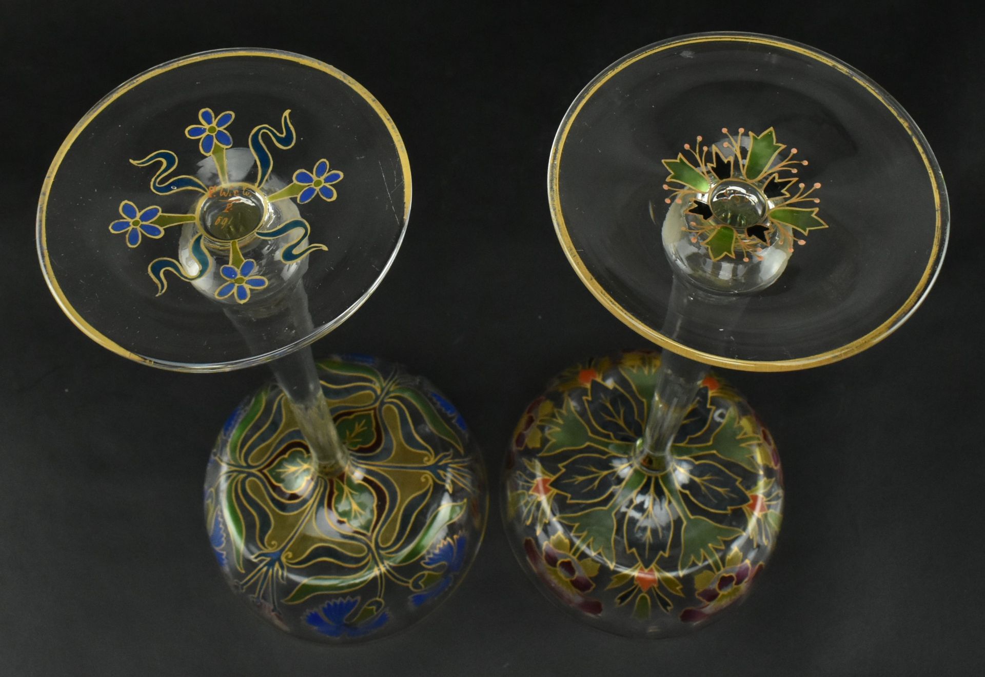 THERESIENTHAL - SIX ART NOUVEAU CRYSTAL CHAMPAGNE GLASSES - Bild 7 aus 8