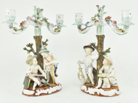 PAIR OF 19TH CENTURY SITZENDORF PORCELAIN CANDLESTICKS