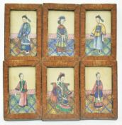 SET OF SIX CHINESE 19TH CENTURY MINIATURE PAINTINGS ON PITH PAPER