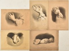 FIVE 19TH CENTURY FRENCH ENGRAVED PLATE STUDIES OF HANDS
