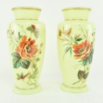 MANNER OF BACCARAT - 19TH CENTURY OPALINE GLASS & ENAMEL VASES