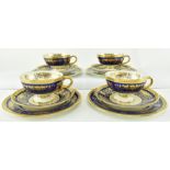 BROWN WESTHEAD & MOORE SET OF TEACUPS & SAUCERS