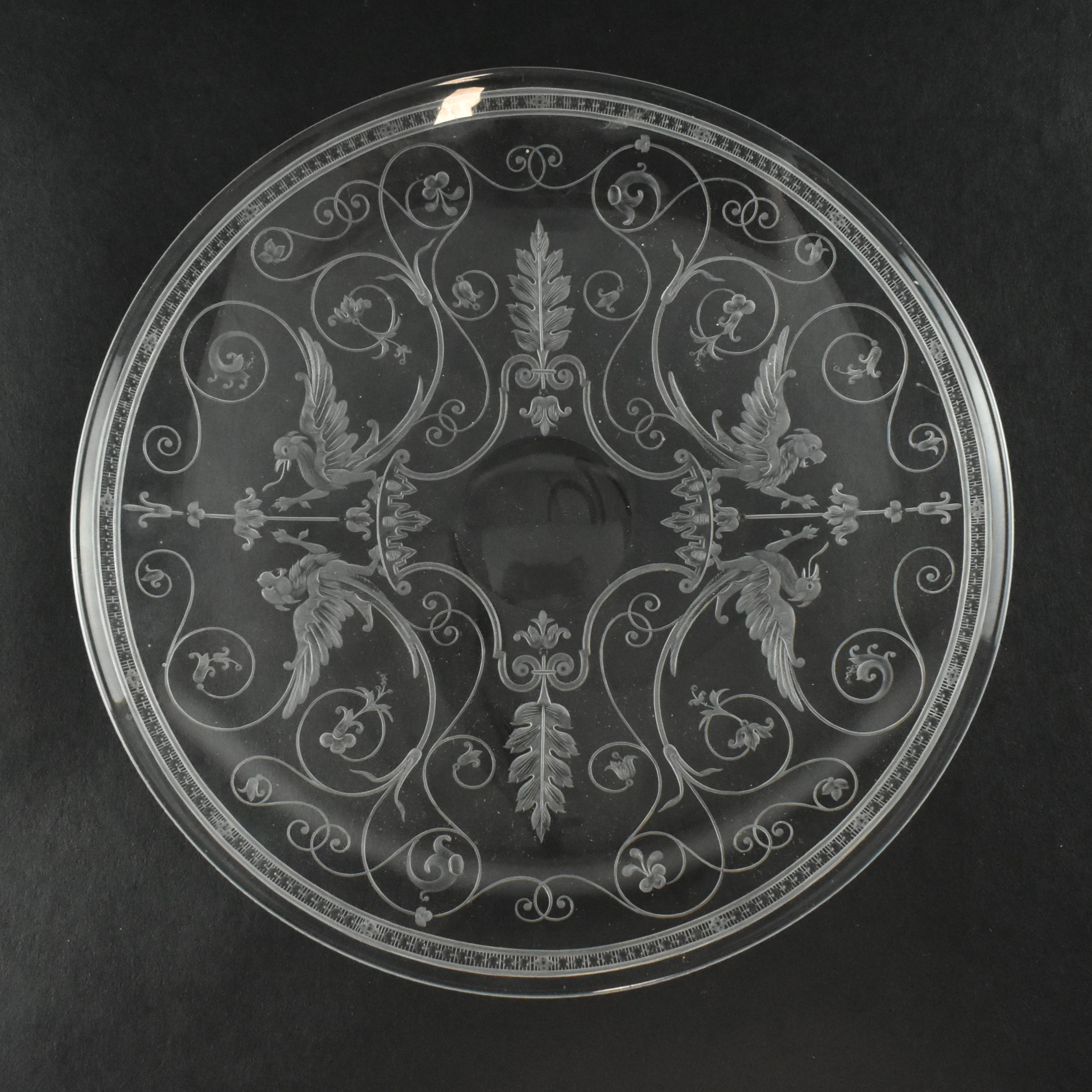 CIRCA 1860 STOURBRIDGE ENGRAVED GLASS PLATE
