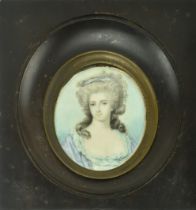 19TH CENTURY FRENCH SCHOOL MINIATURE PORTRAIT ON IVORY