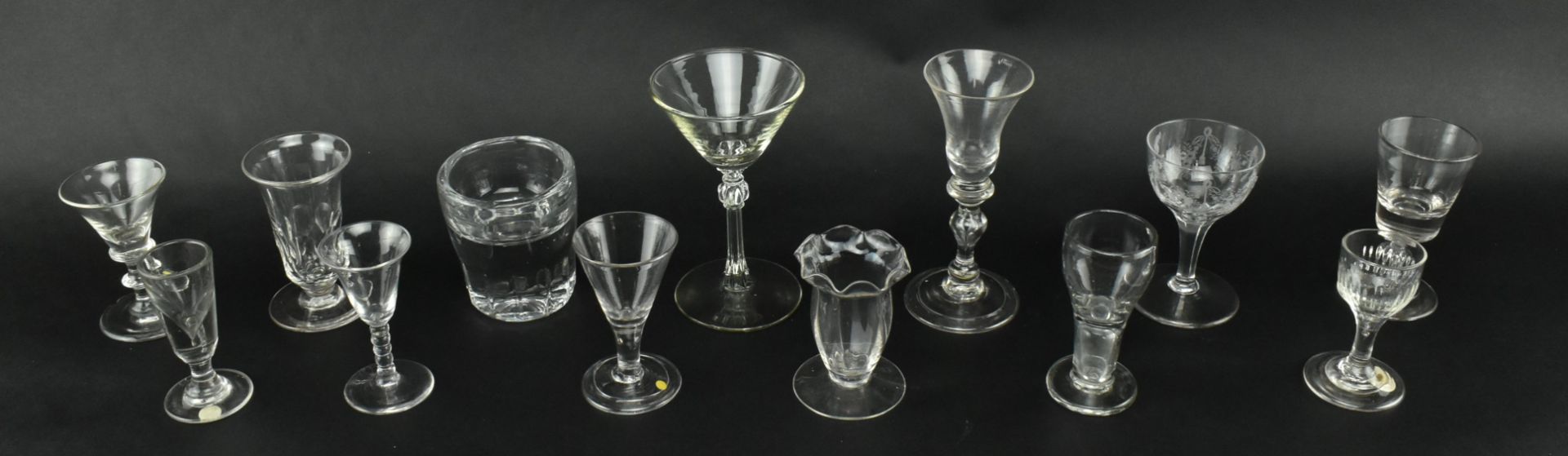 THIRTEEN GEORGE II & LATER CORDIAL & DRAM DRINKING GLASSES - Image 2 of 8