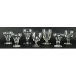 SEVEN 19TH CENTURY & LATER HAND BLOWN RUMMER GLASSES