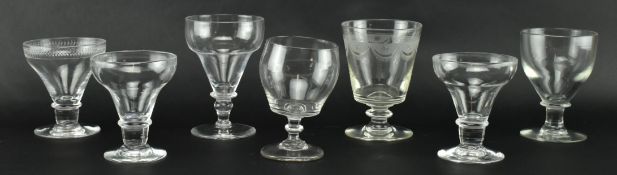 SEVEN 19TH CENTURY & LATER HAND BLOWN RUMMER GLASSES