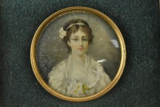 19TH CENTURY ENGLISH SCHOOL MINIATURE PORTRAIT ON IVORY