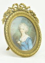 19TH CENTURY FRENCH SCHOOL MINIATURE PORTRAIT ON IVORY