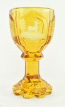 BOHEMIAN GLASS - AMBER CUT GLASS PEDESTAL GOBLET