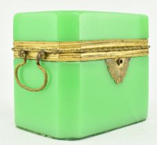 19TH CENTURY OPALINE GREEN URANIUM GLASS TEA CADDY