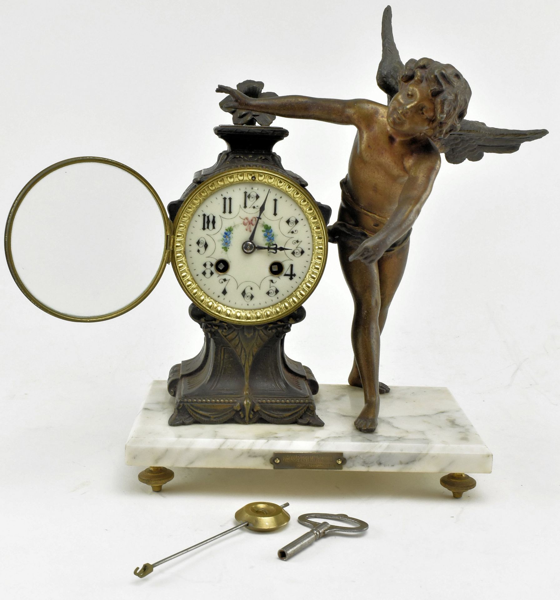 EARLY 20TH CENTURY FRENCH MARBLE AND SPELTER CLOCK - Image 7 of 10