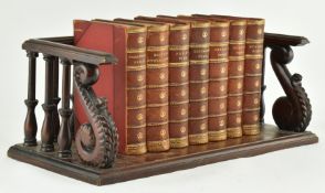 19TH CENTURY STYLE MAHOGANY BOOK TROUGH & VICTORIAN BOOKS