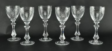 SET OF SIX VINTAGE CRYSTAL ETCHED CHALICE