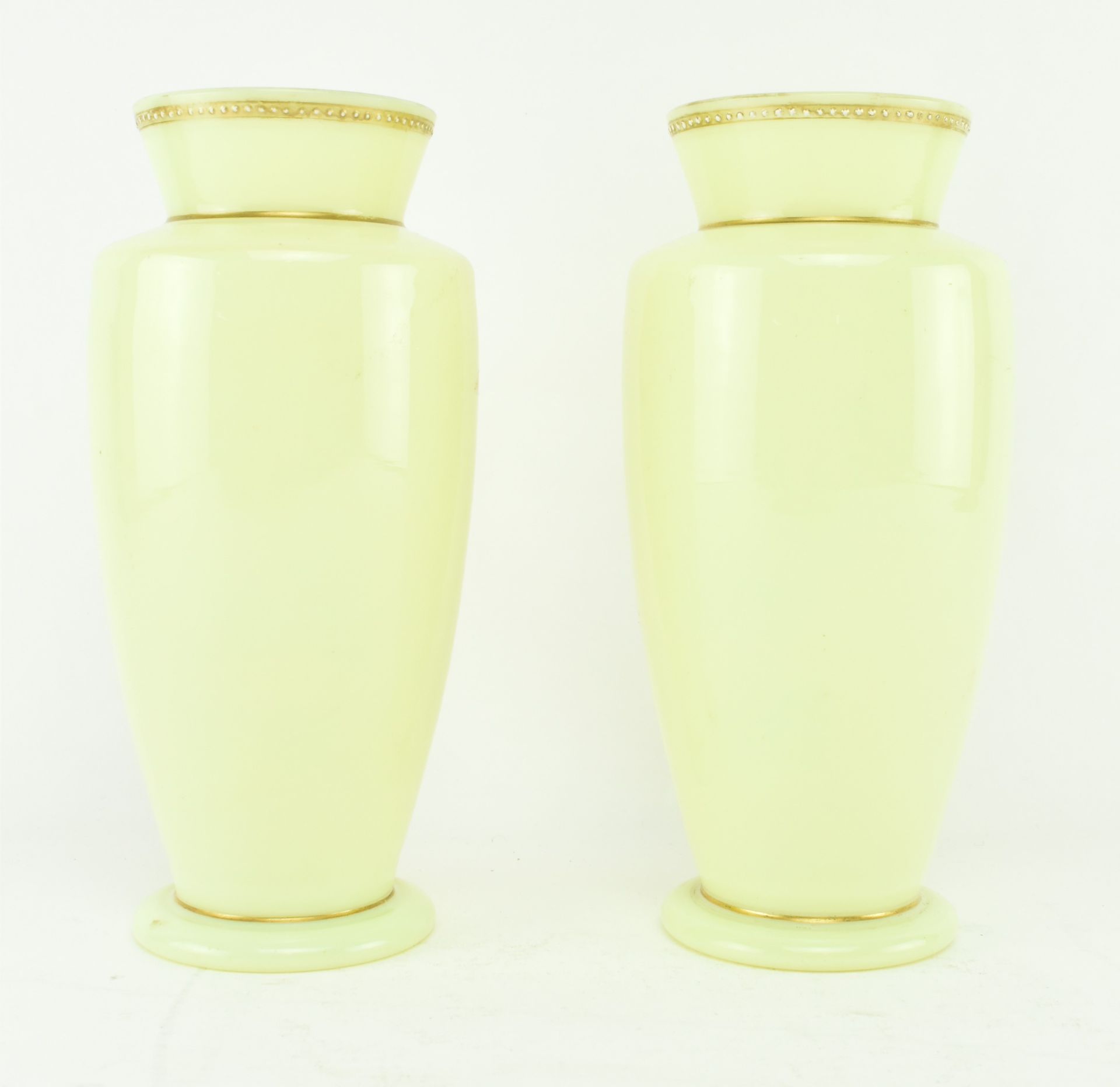 MANNER OF BACCARAT - 19TH CENTURY OPALINE GLASS & ENAMEL VASES - Image 2 of 7
