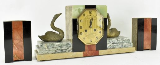 PIERRE MEGNIN - FRENCH ART DECO MARBLE & ONYX MANTEL CLOCK