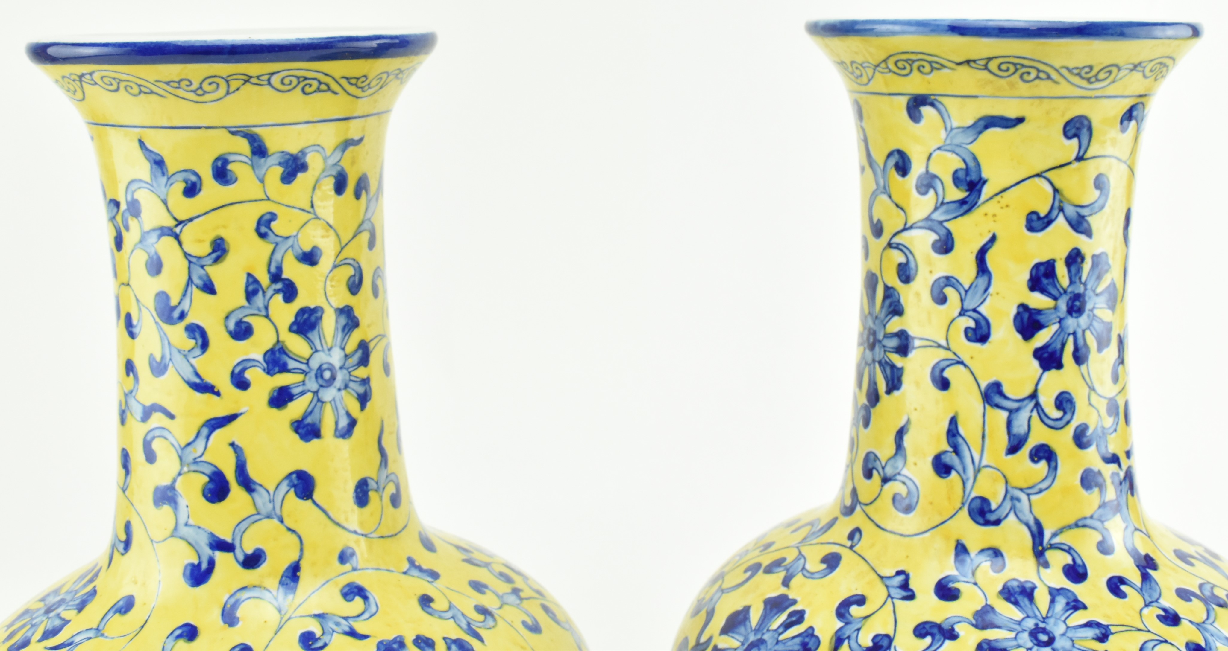 PAIR OF CHINESE QIANLONG CERAMIC YELLOW VASES - Image 3 of 6