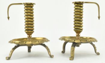 GERMAN 19TH CENTURY BRASS SPIRAL CHAMBER CANDLE HOLDERS