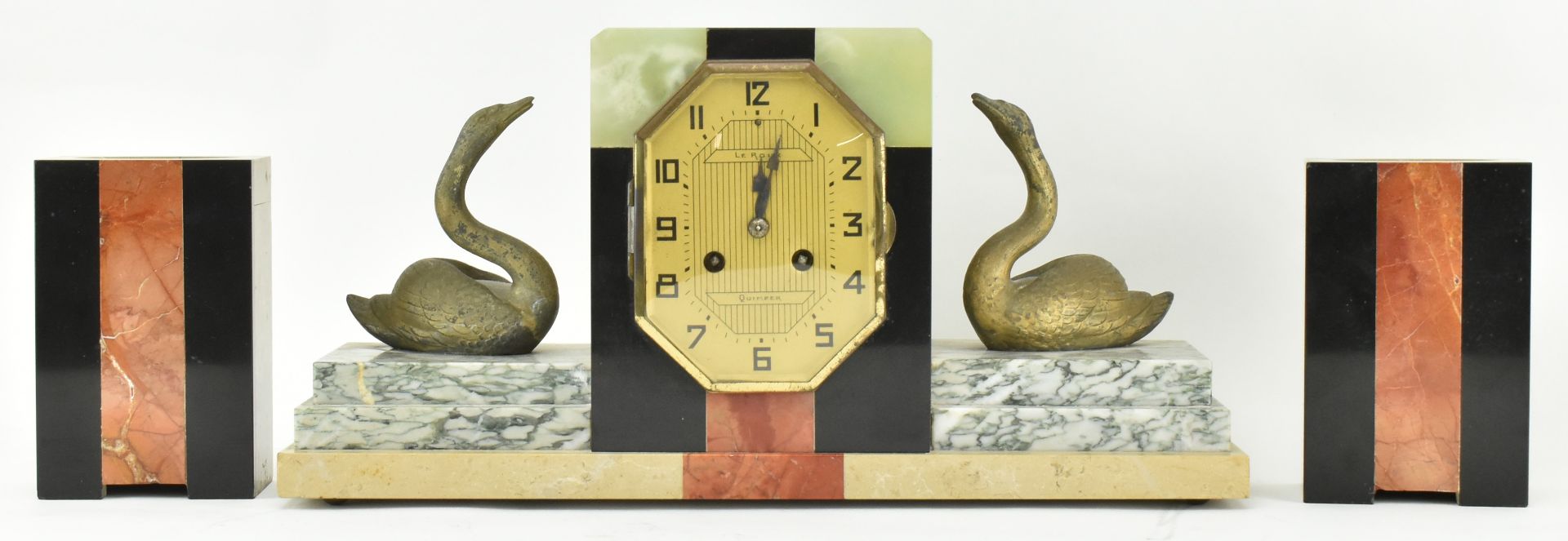 PIERRE MEGNIN - FRENCH ART DECO MARBLE & ONYX MANTEL CLOCK - Bild 2 aus 13