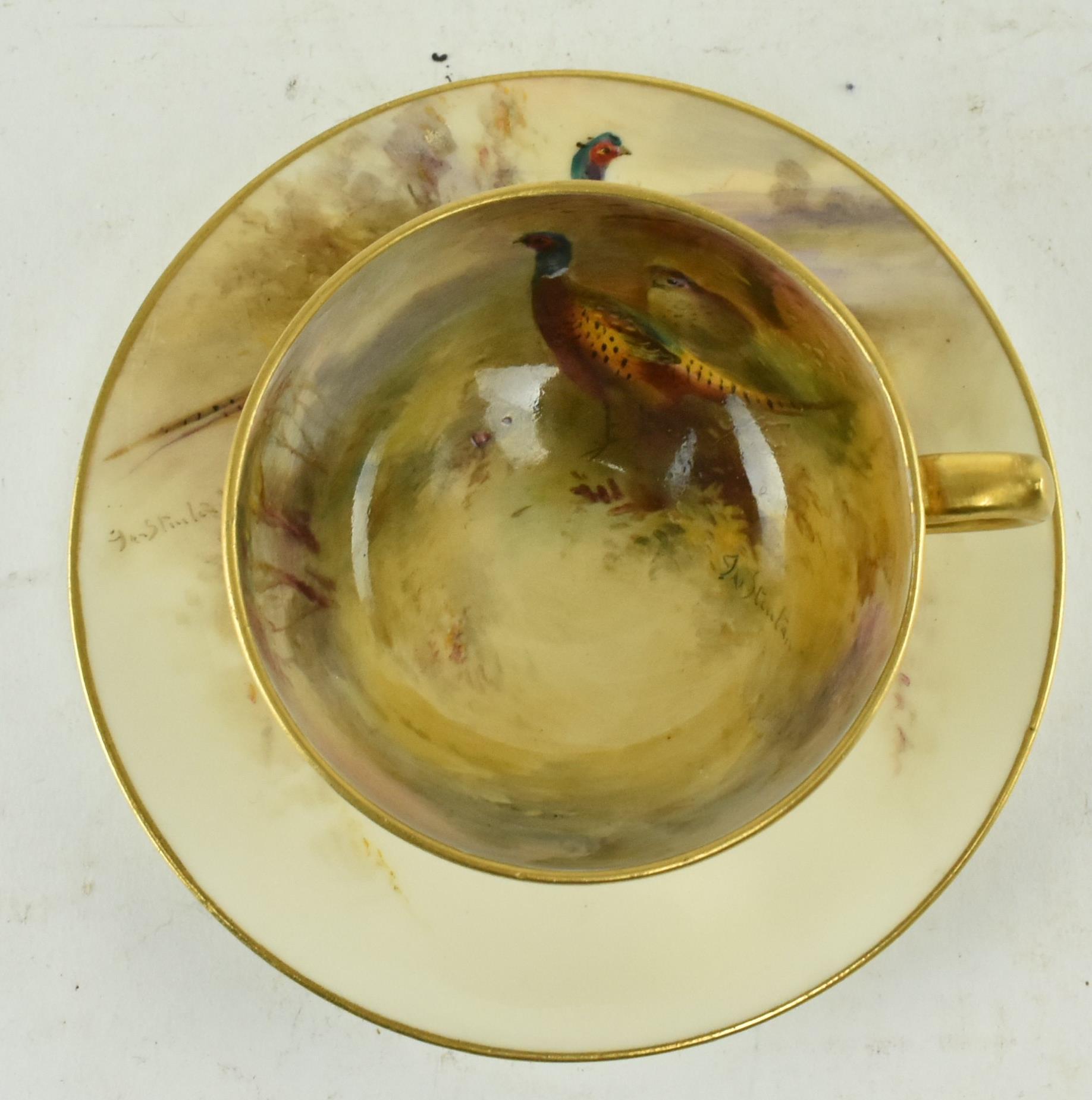 ROYAL WORCESTER - J. STINTON - DEMITASSE PHEASANT CUP & SAUCER - Image 4 of 7