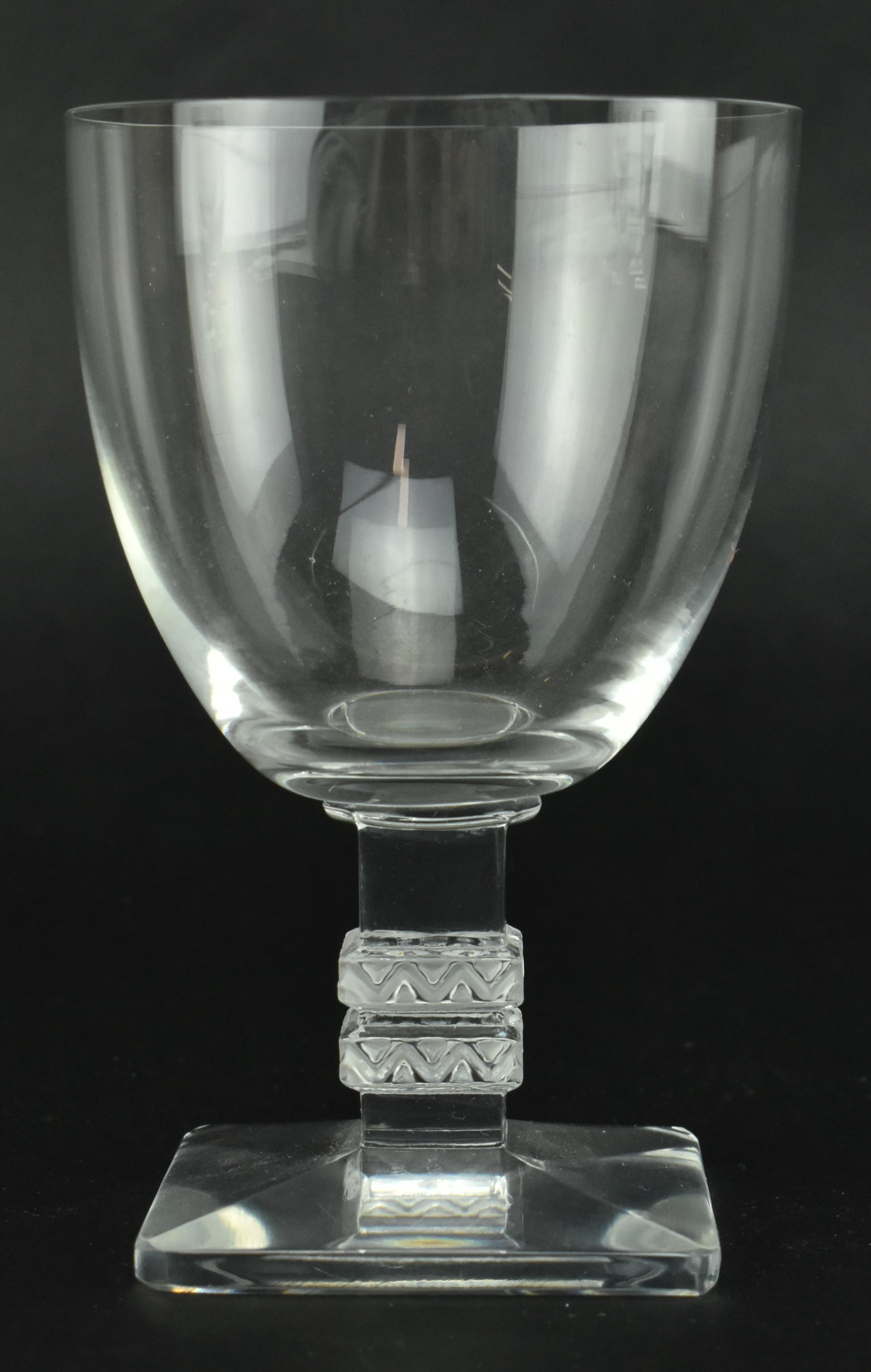 FIVE LALIQUE ARGOS SQUARED FOOT DRINKING WINE GLASSES - Image 5 of 6