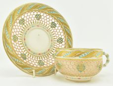 WORCESTER - KERR & BINNS - RETICULATED CUP AND SAUCER