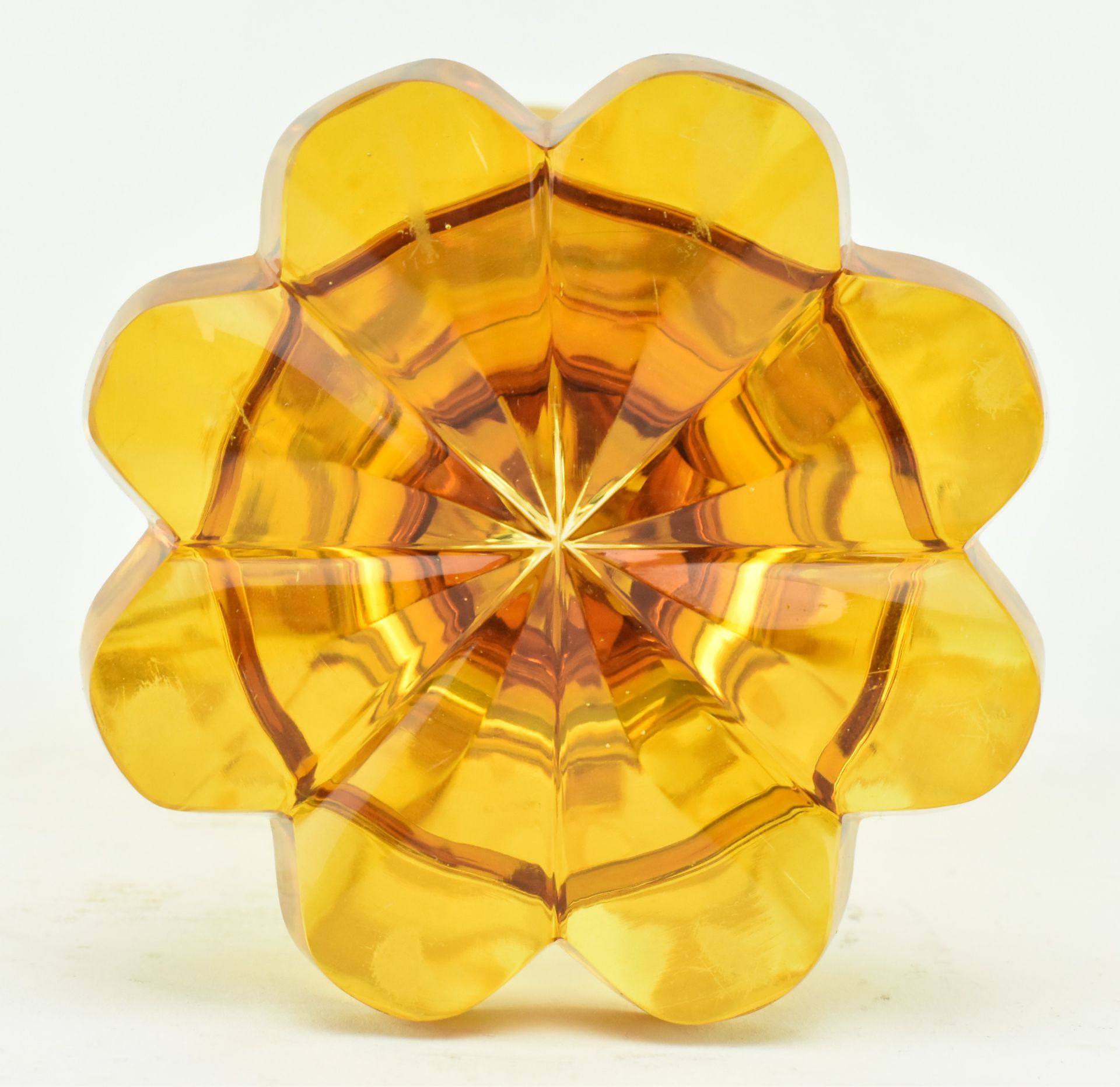 BOHEMIAN GLASS - AMBER CUT GLASS PEDESTAL GOBLET - Image 5 of 6