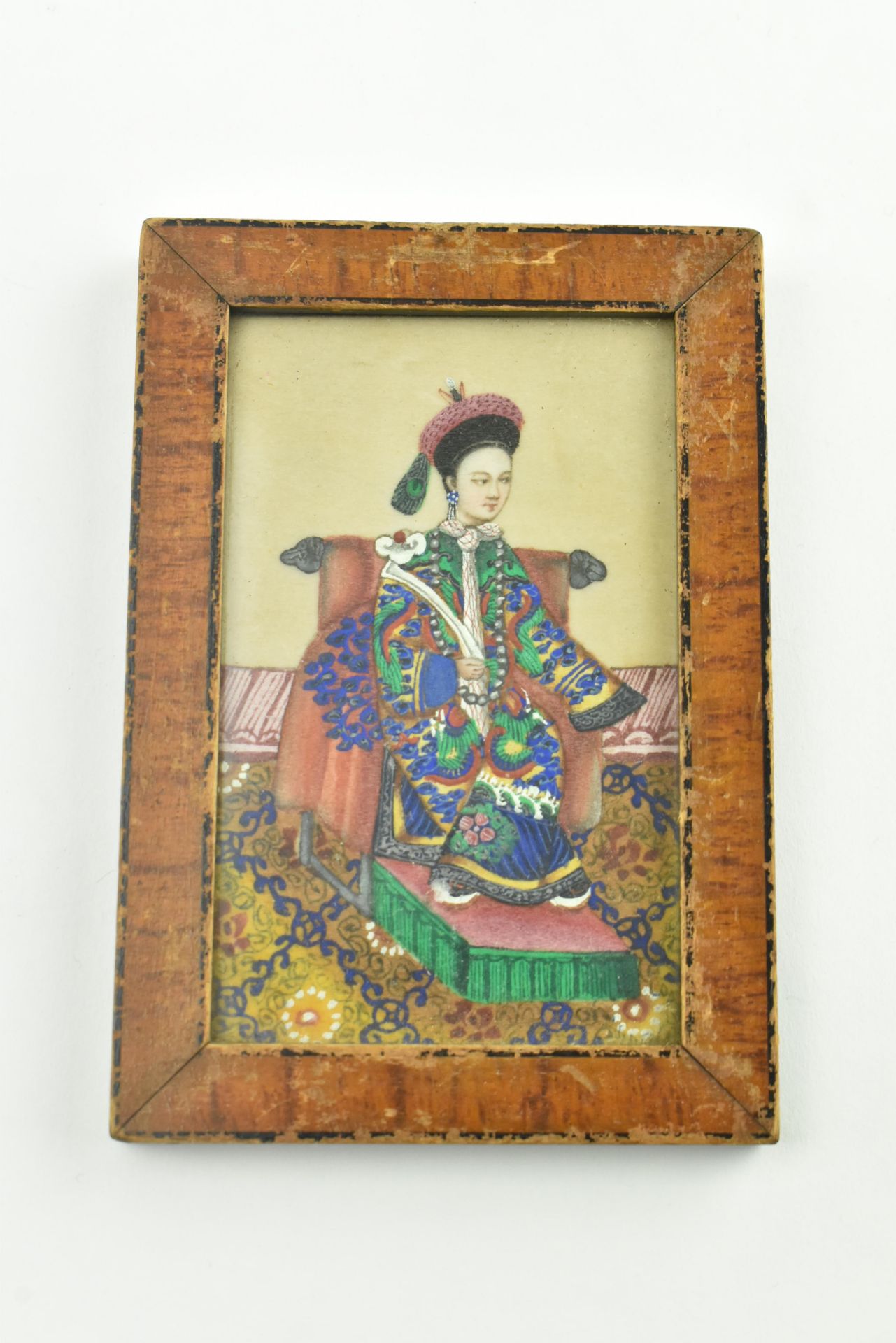 SET OF SIX CHINESE 19TH CENTURY MINIATURE PAINTINGS ON PITH PAPER - Bild 5 aus 14