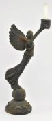 VICTORIAN GRAND TOUR STYLE BRONZE WINGED VICTORY CANDLESTICK